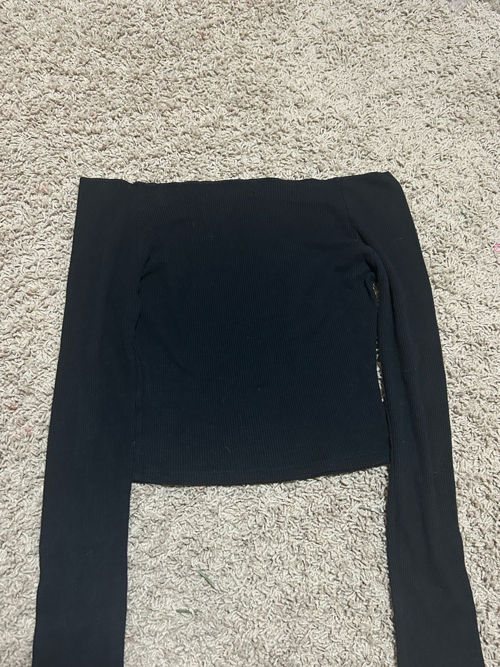 Brandy Melville Black Off-Shoulder Ribbed Long Sleeve Top